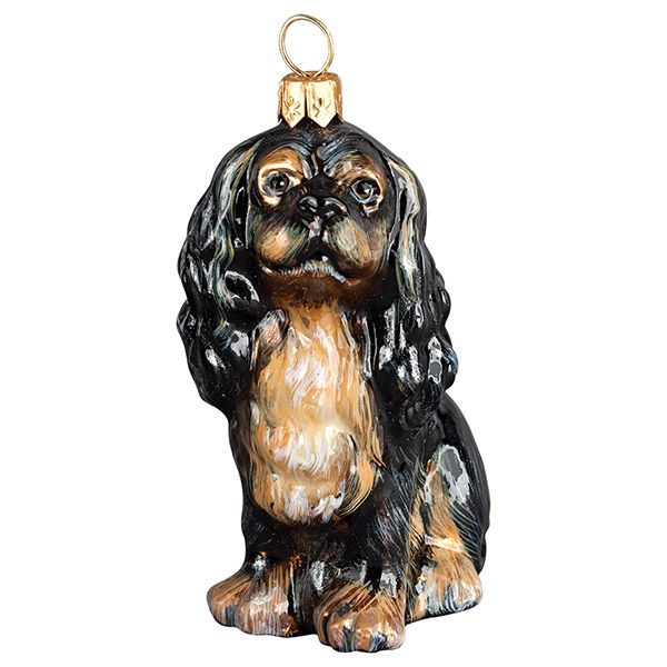 English Toy Spaniel Dog Glass Christmas Ornament
