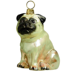 Pug Fawn Dog Glass Christmas Ornament by Joy to the World Collectibles
