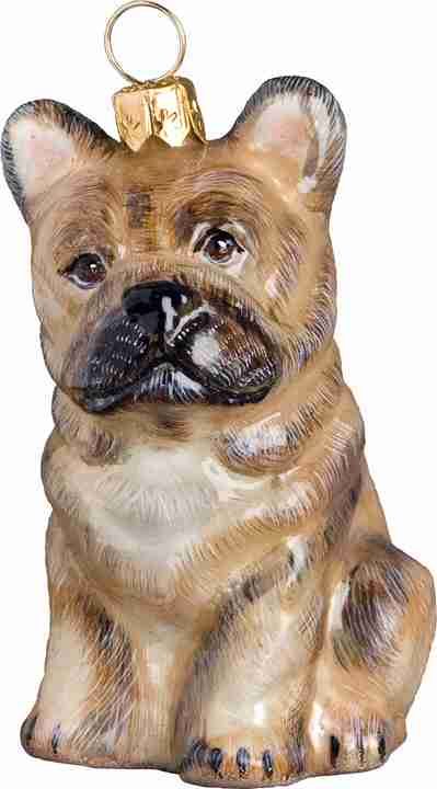 French Bulldog Dog Cream Glass Christmas Ornament by Joy to the World Collectibles