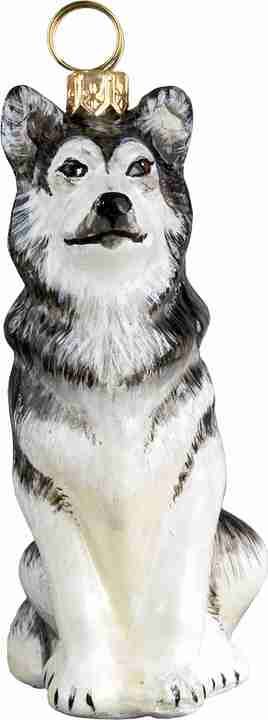 Alaskan Malamute Glass Dog Christmas Ornament by Joy to the World Collectibles