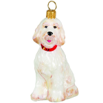 Goldendoodle White Glass Dog Ornament by Joy to the World Collectibles