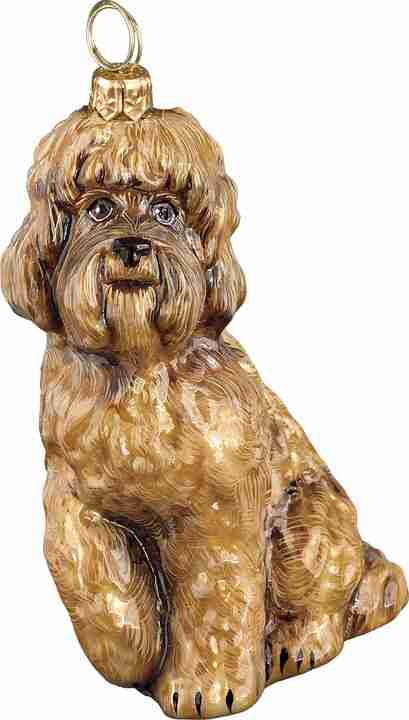 Labradoodle Brown Dog Glass Christmas Ornament by Joy to the World Collectibles