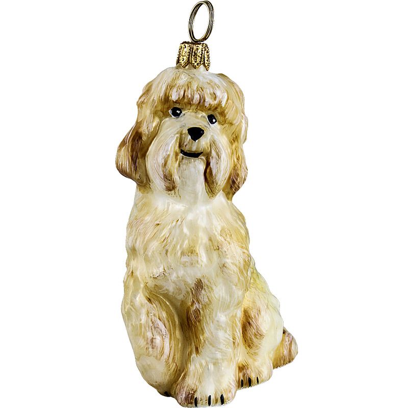 Labradoodle Yellow Glass Dog Ornament by Joy to the World Collectibles