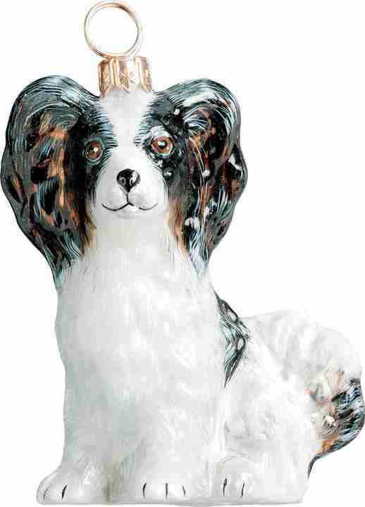 Papillon Dog Glass Christmas Ornament by Joy to the World Collectibles
