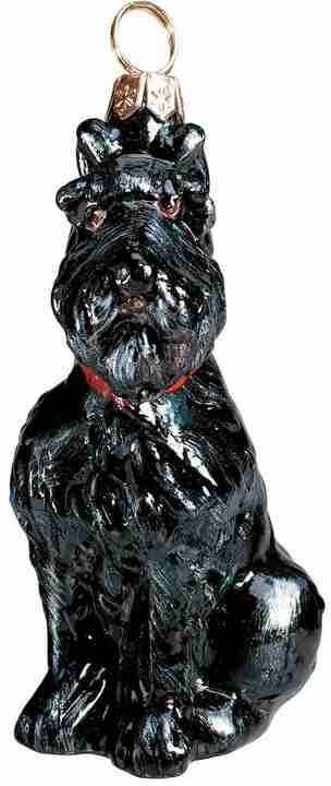 Black Schnauzer Dog Glass Christmas Ornament by Joy to the World Collectibles