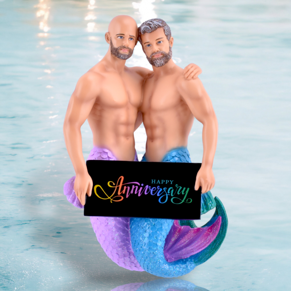 December Diamonds Happy Anniversary Mermen Couple Anniversary Figurine Christmas Ornament
