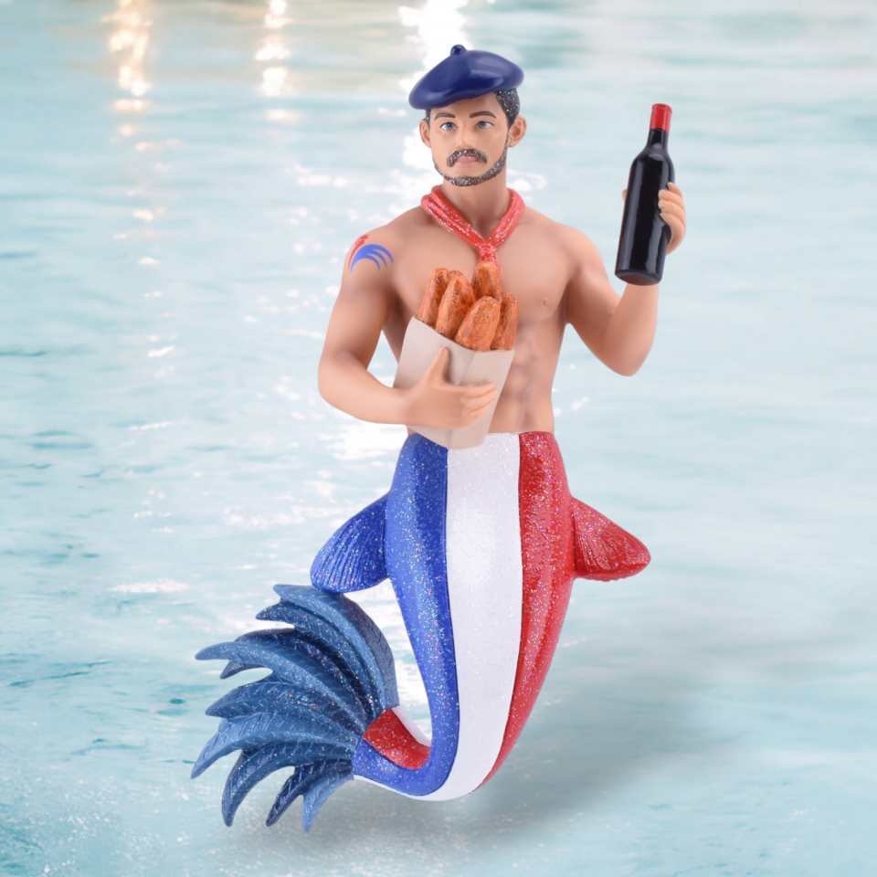 December Diamonds French Coq Mermen Christmas Ornament