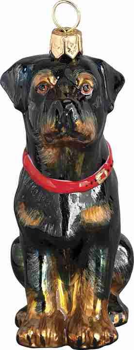 Rottweiler Glass Dog Christmas Ornament by Joy to the World Collectibles