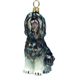 Polish Lowland Sheepdog Glass Dog Ornament by Joy to the World Collctibles