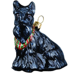 Scottish Terrier with Bandana Glass Dog Christmas Ornament by Joy to the World Collectibles