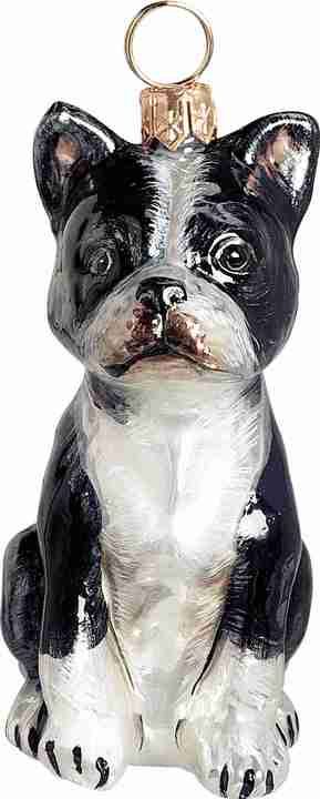 Boston Terrier Glass Dog Christmas Ornament by Joy to the World Collectibles