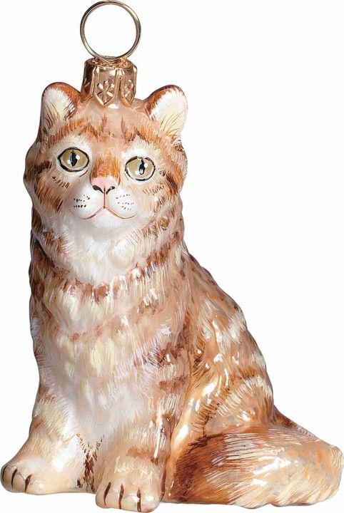 Maine Coon Red Glass Cat Christmas Ornament by Joy to the World Collectibles