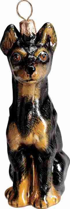 Miniature Pinscher Glass Dog Christmas Ornament by Joy to the World Collectibles