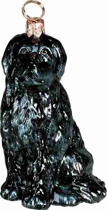 Black Newfoundland Glass Dog Christmas Ornament by Joy to the World Collectibles