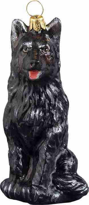 Black German Shepherd Glass Dog Ornament by Joy to the World Collectibles