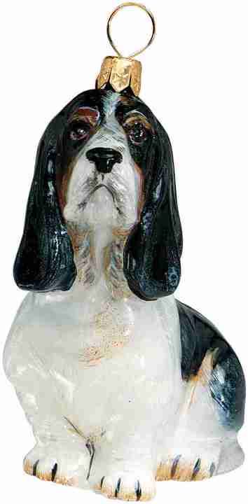 Basset Hound Sitting Glass Dog Christmas Ornament by Joy to the World Collectibles