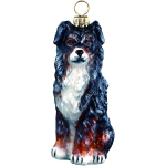 Australian Shepherd Blue Merle Glass Dog Christmas Ornament by Joy to the World Collectibles
