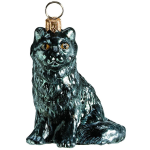 Maine Coon Black Cat Glass Christmas Ornament by Joy to the World Collectibles