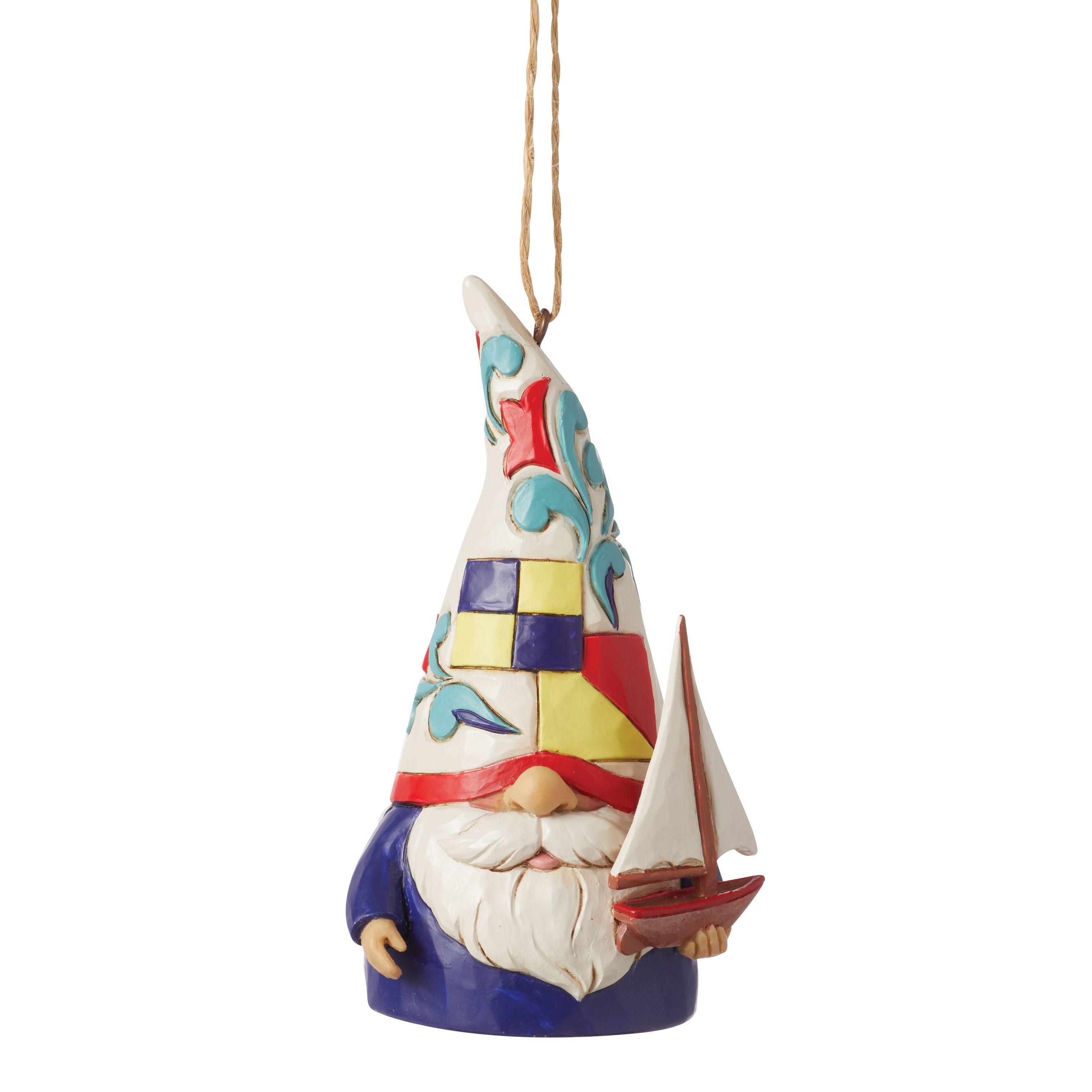 Gnome Holding Sailboat Nautical Hanging Christmas Ornament by Jim Shore Enesco