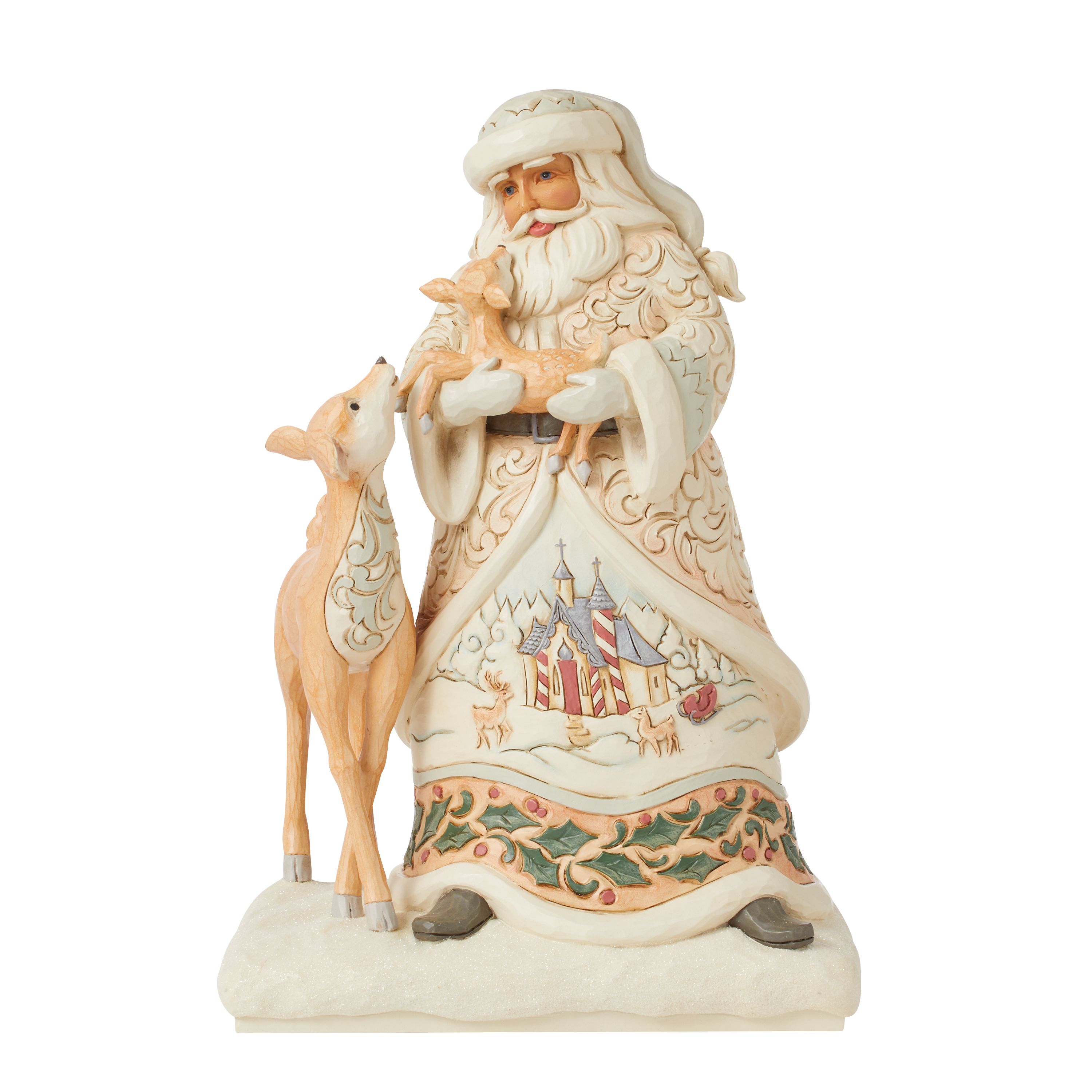 White Woodland Holding Fawn Santa Claus Figurine by Jim Shore Enesco
