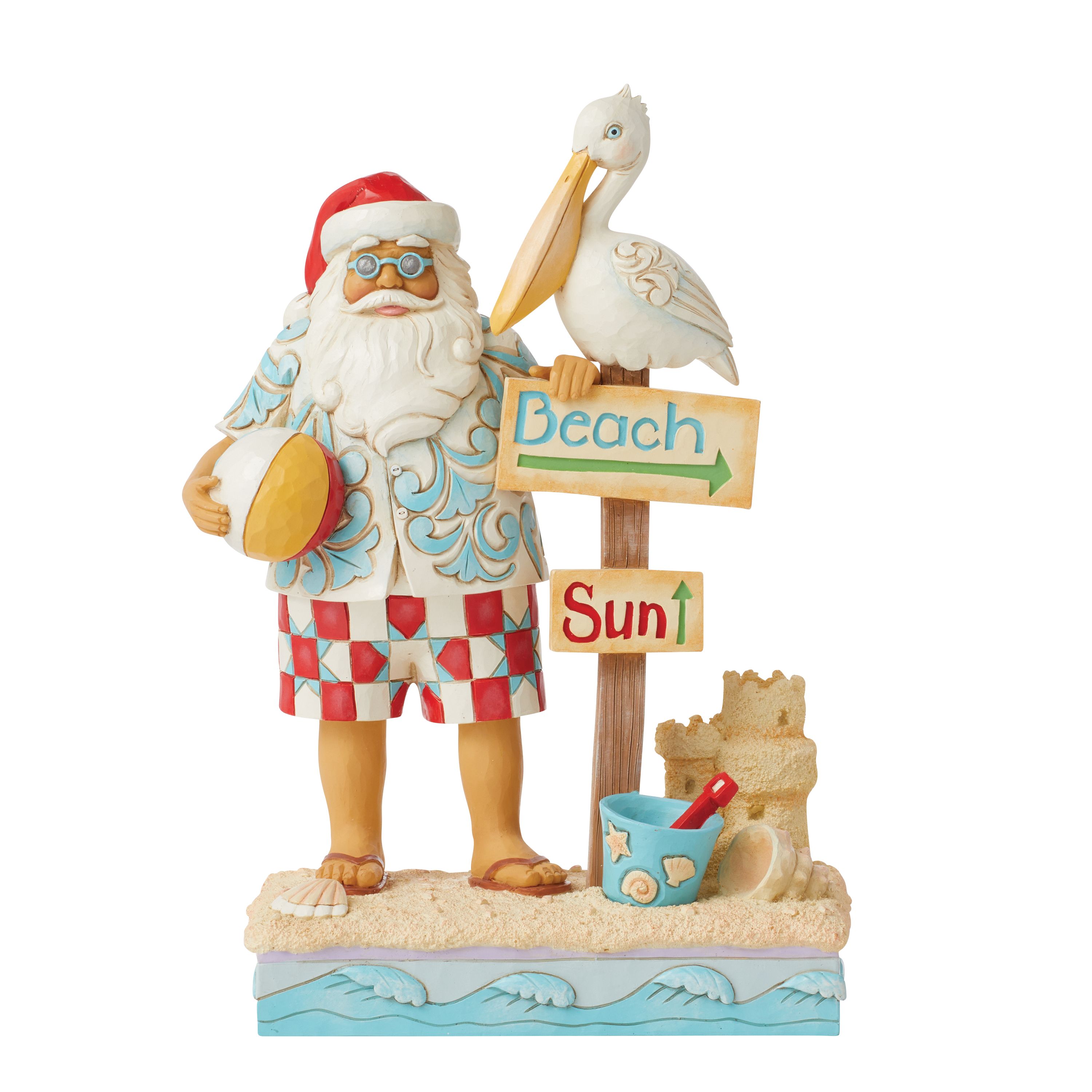 Coastal Beach Santa with Signs Figurine "Pelican Way" by Jim Shore Enesco