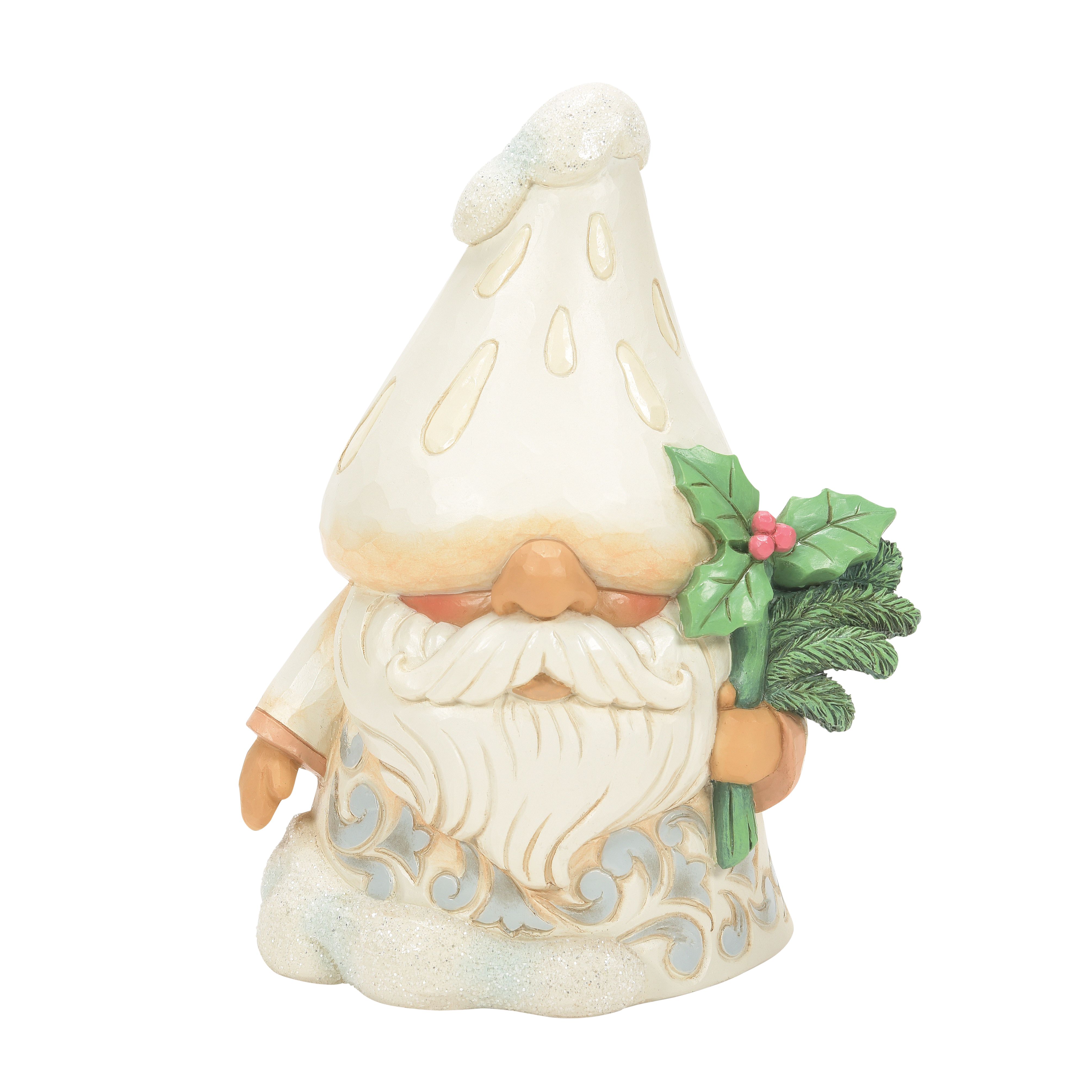 Winter's Fun-Guy White Woodland with Mushroom Hat Holiday Gnome Figurine by Jim Shore Enesco
