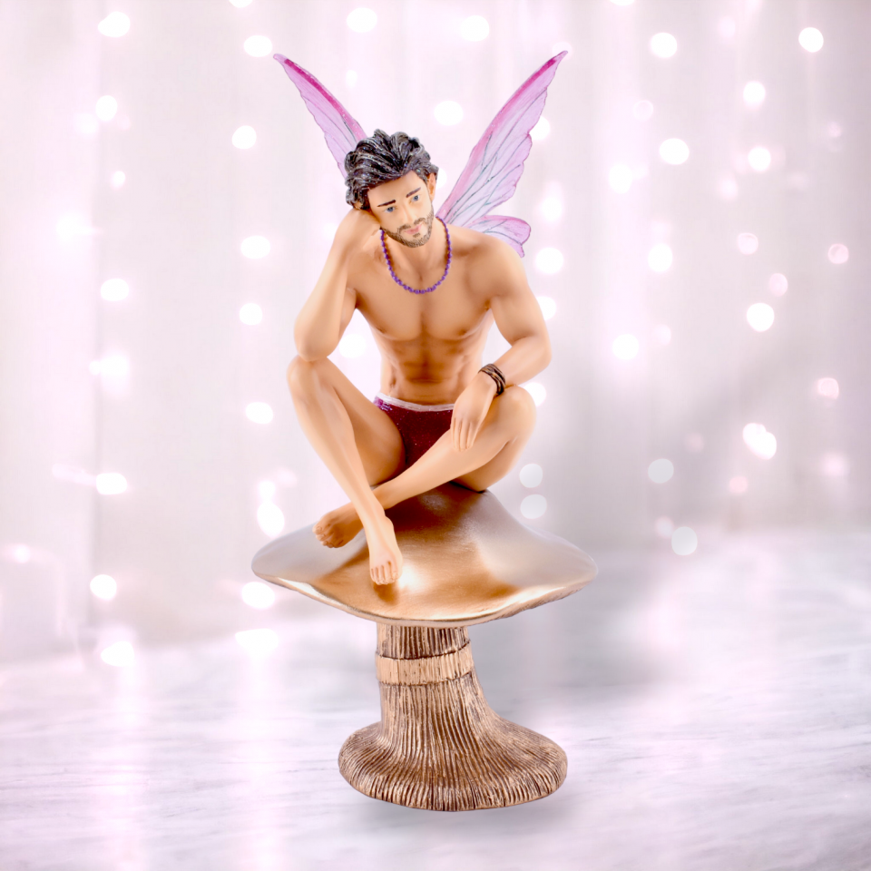 Aaron Fairy Figurine on Mushroom by December Diamonds