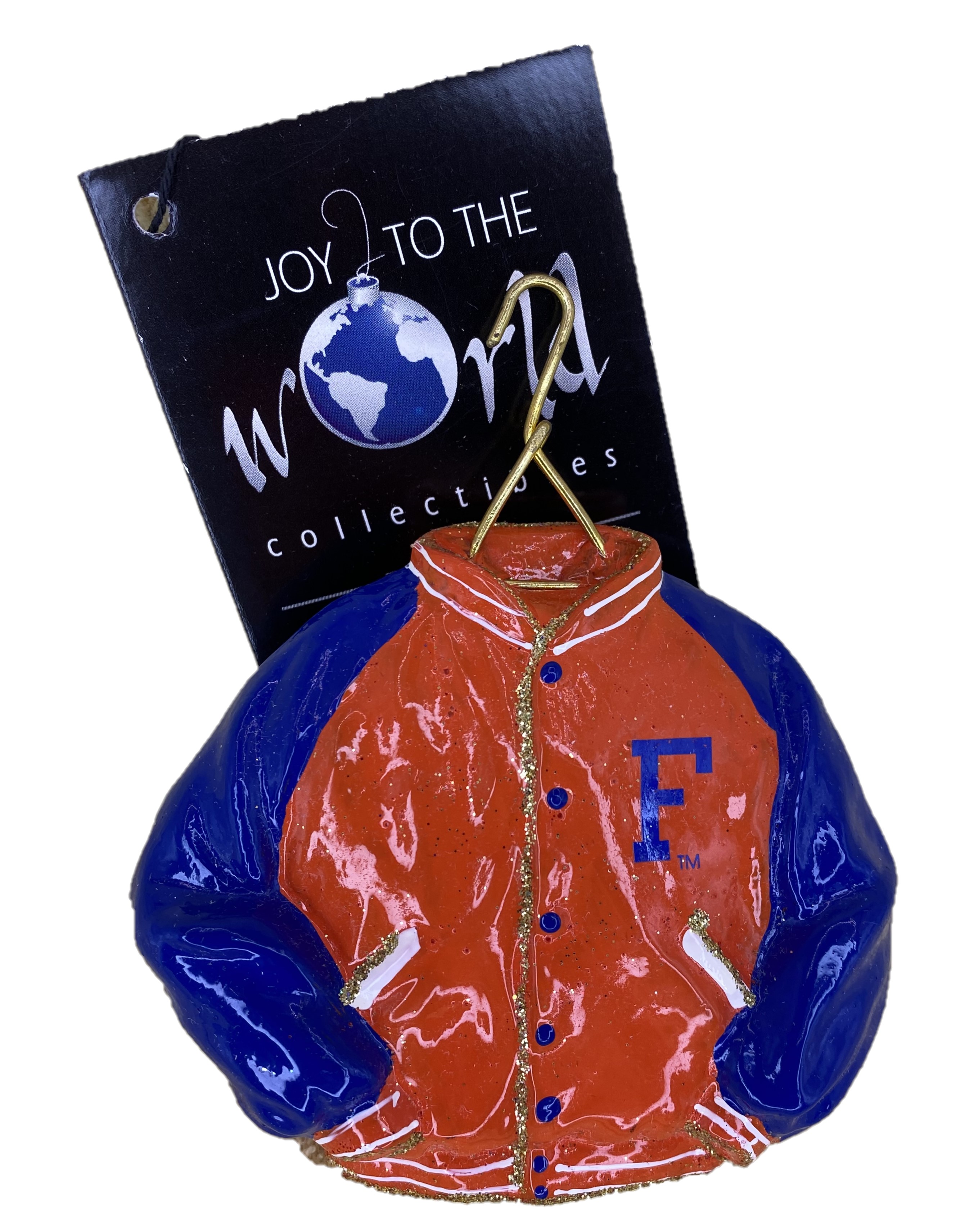 University of Florida Varsity Jacket Glass Christmas Ornament by Joy to the World Christmas