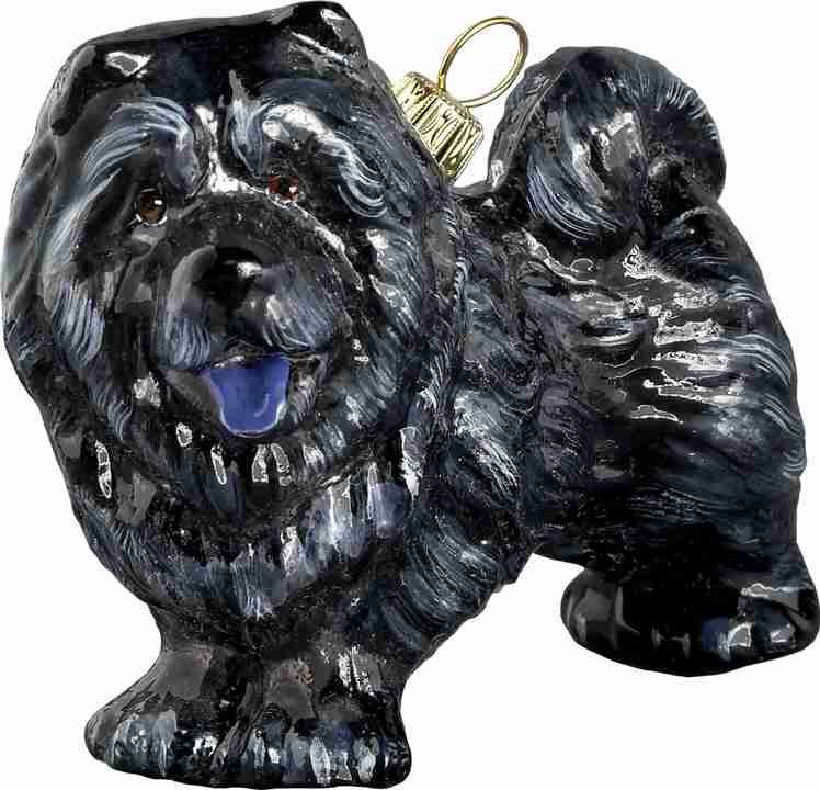 Chow Chow Black Dog Glass Christmas Ornament by Joy to the World Collectibles