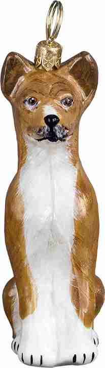 Basenji Glass Dog Christmas Ornament
