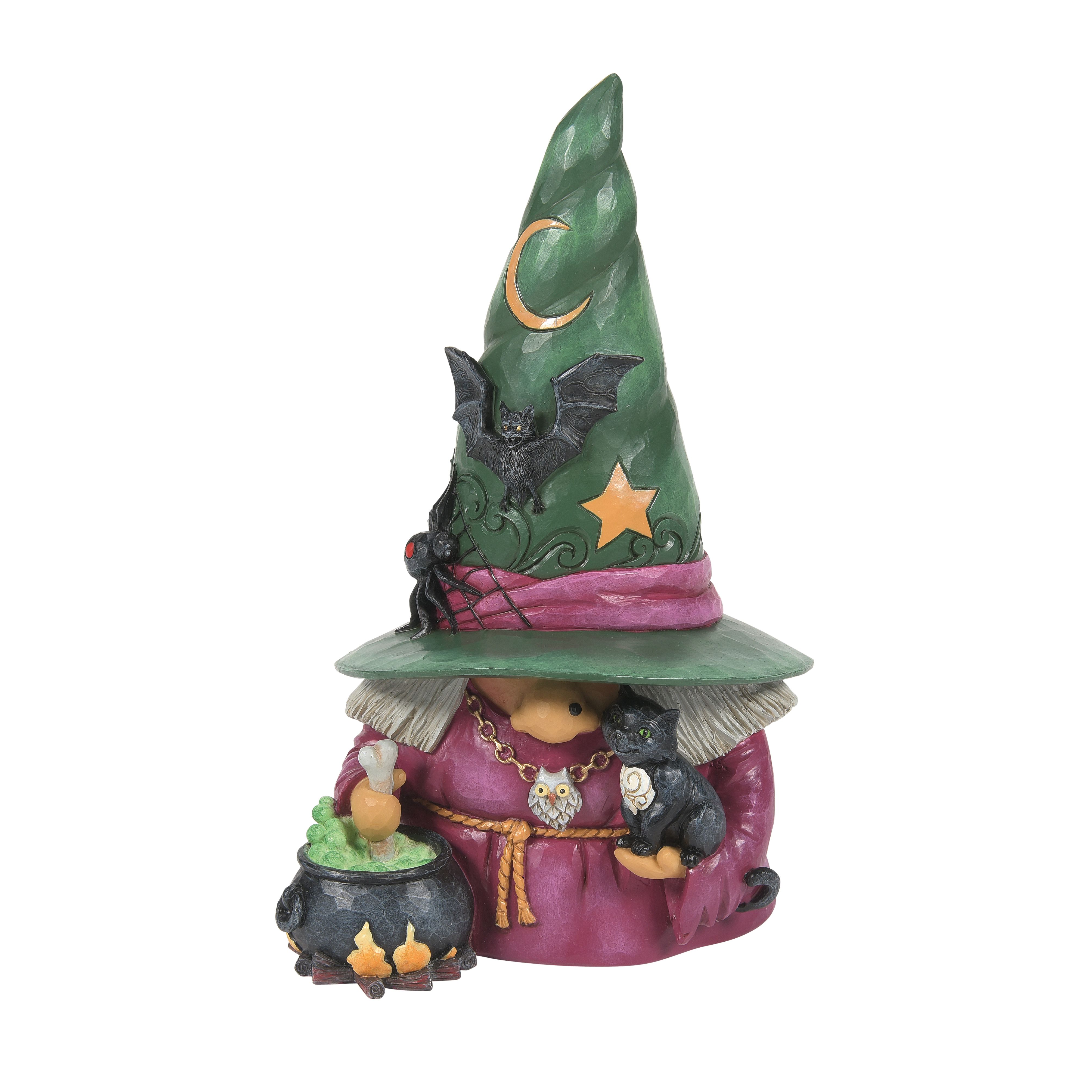 Witch Gnome Figurine with Cat and Cauldron by Jim Shore