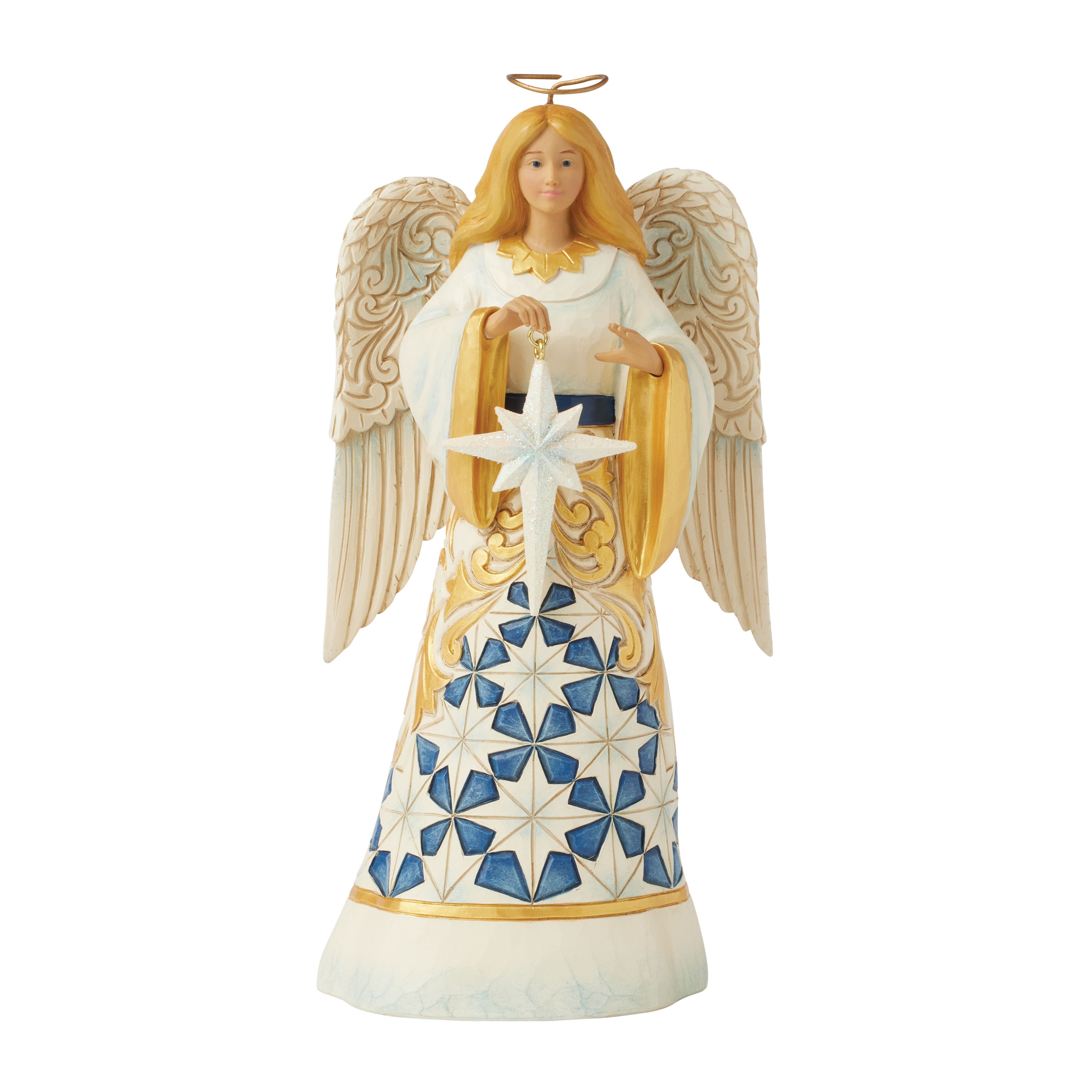 Decorative Blue and Gold Angel Figurine by Jim Shore