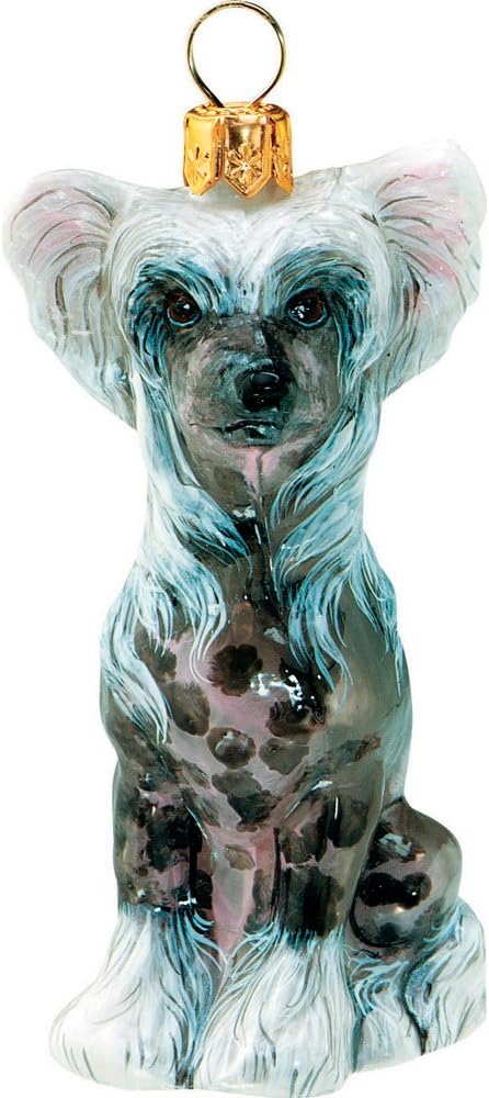 Chinese Crested Glass Dog Christmas Ornament by Joy to the World Collectibles