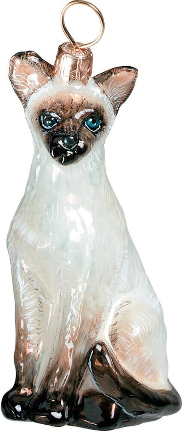 Siamese Cat Glass Christmas Ornament by Joy to the World Collectibles