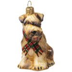 Soft Coated Wheaten Terrier with Scarf Glass Dog Christmas Ornament by Joy the World Collectibles