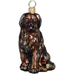 Newfoundland Brown Glass Dog Christmas Ornament by Joy to the World Collectibles