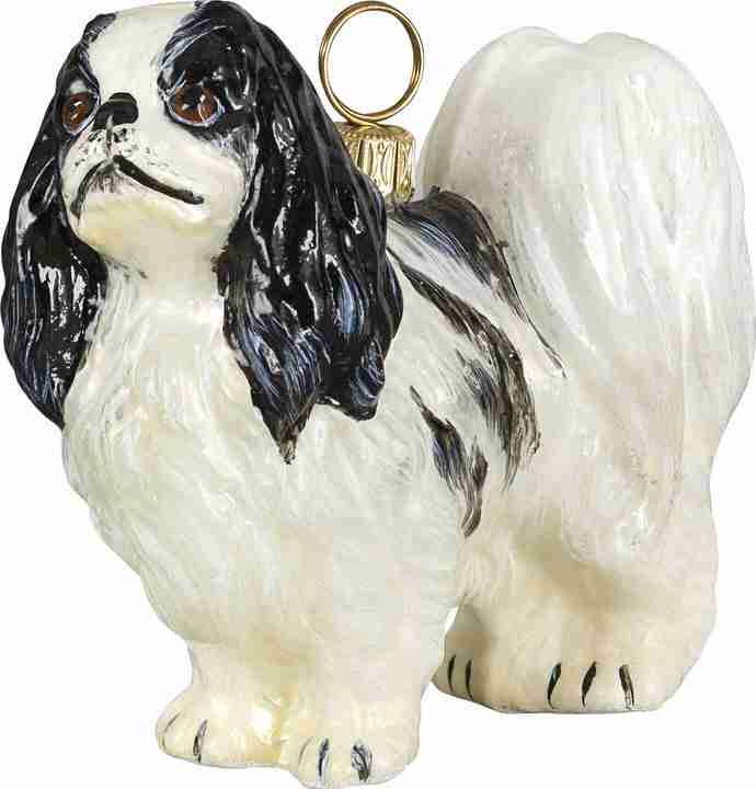 Japanese Chin Glass Dog Christmas Ornament by Joy to the World Collectibles