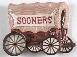 Oklahoma Sooners Covered Wagon Dip Platter Vintage Collectible