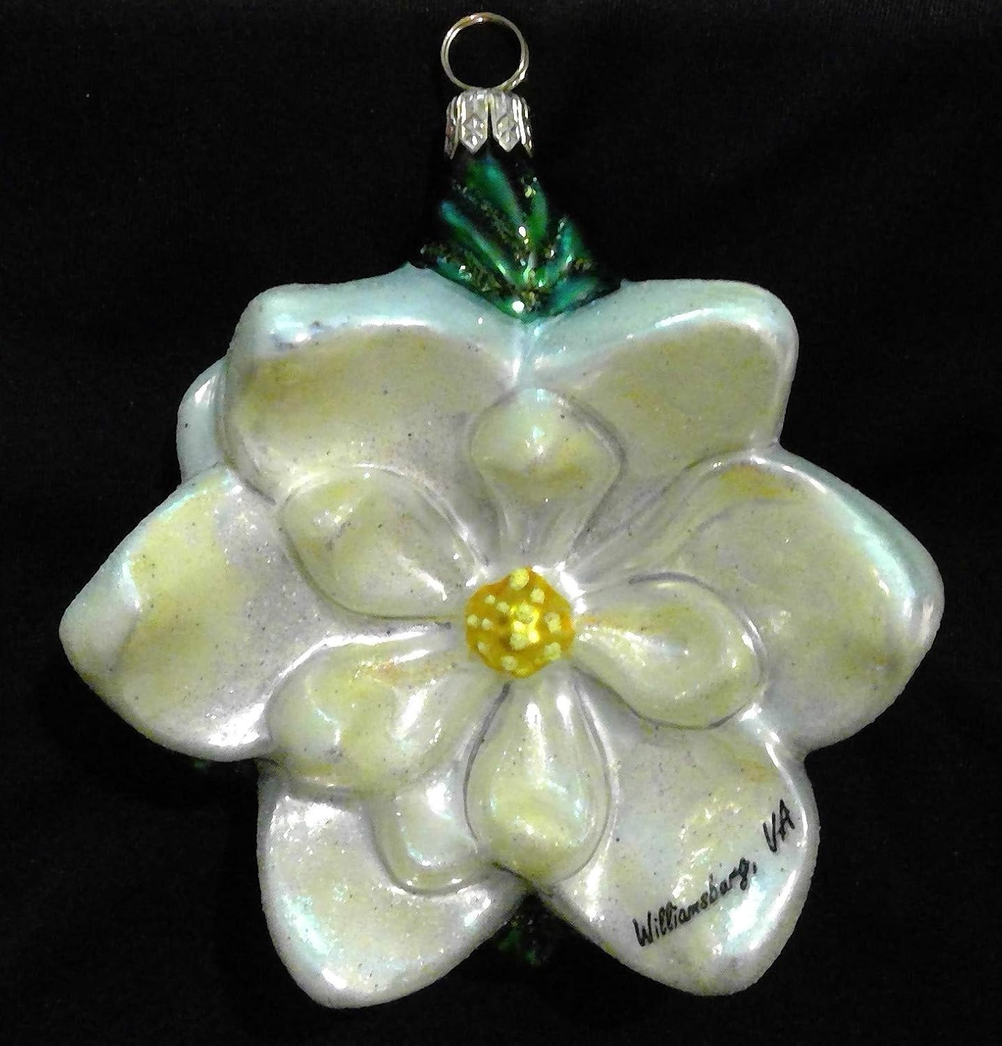 Magnolia Flower Glass Christmas Ornament