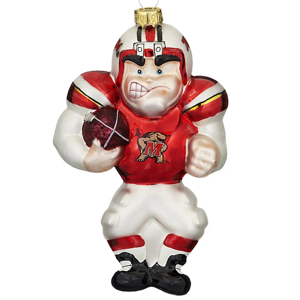 Maryland Football Player Glass Christmas Ornament