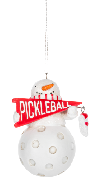 Pickleball Snowman Christmas Ornament