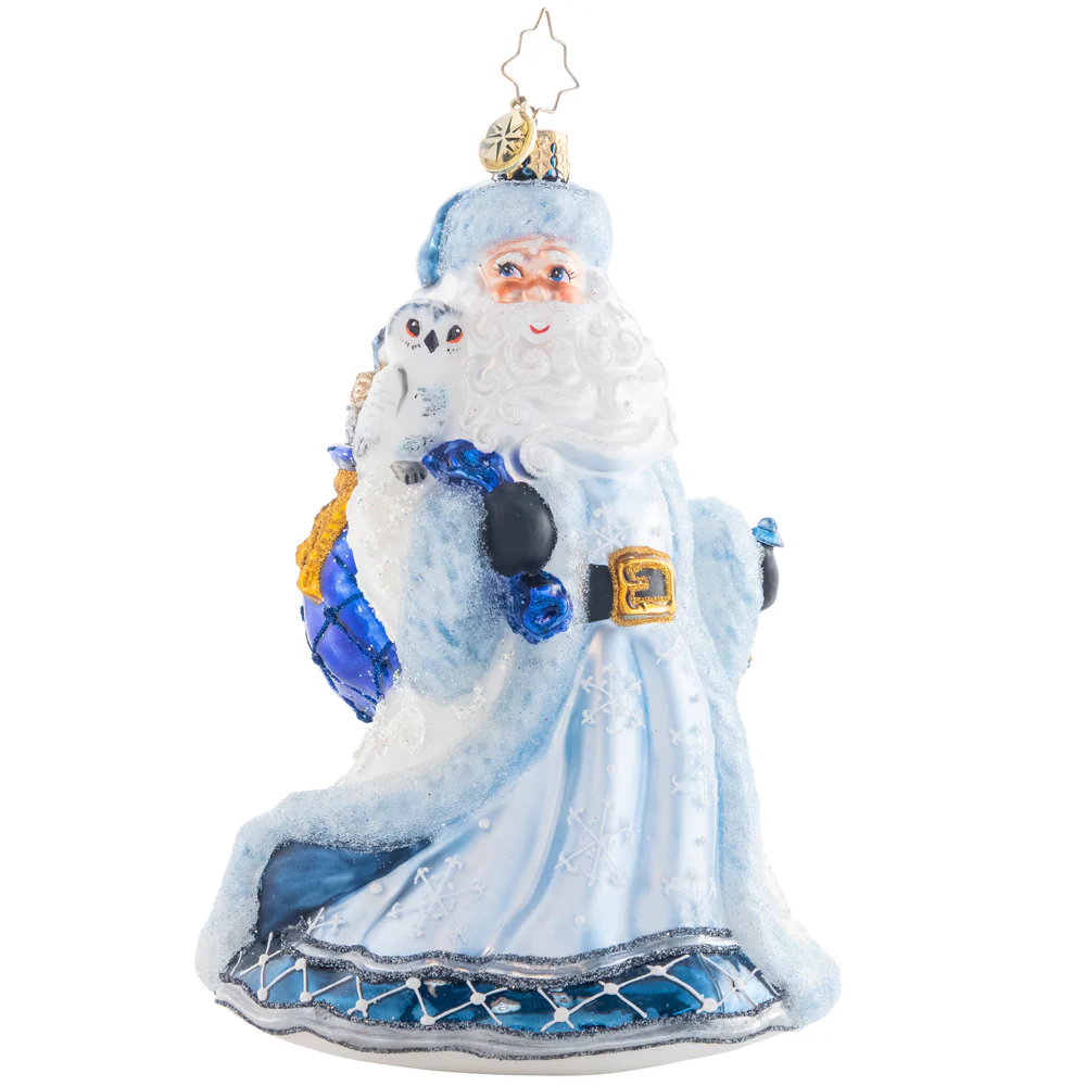 Winter Wonderland Santa Glass Santa Christmas Ornament by Christopher Radko