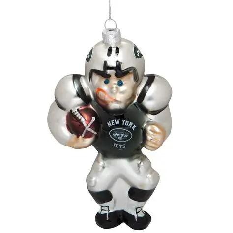 New York Jets Football Player Glass Christmas Ornament