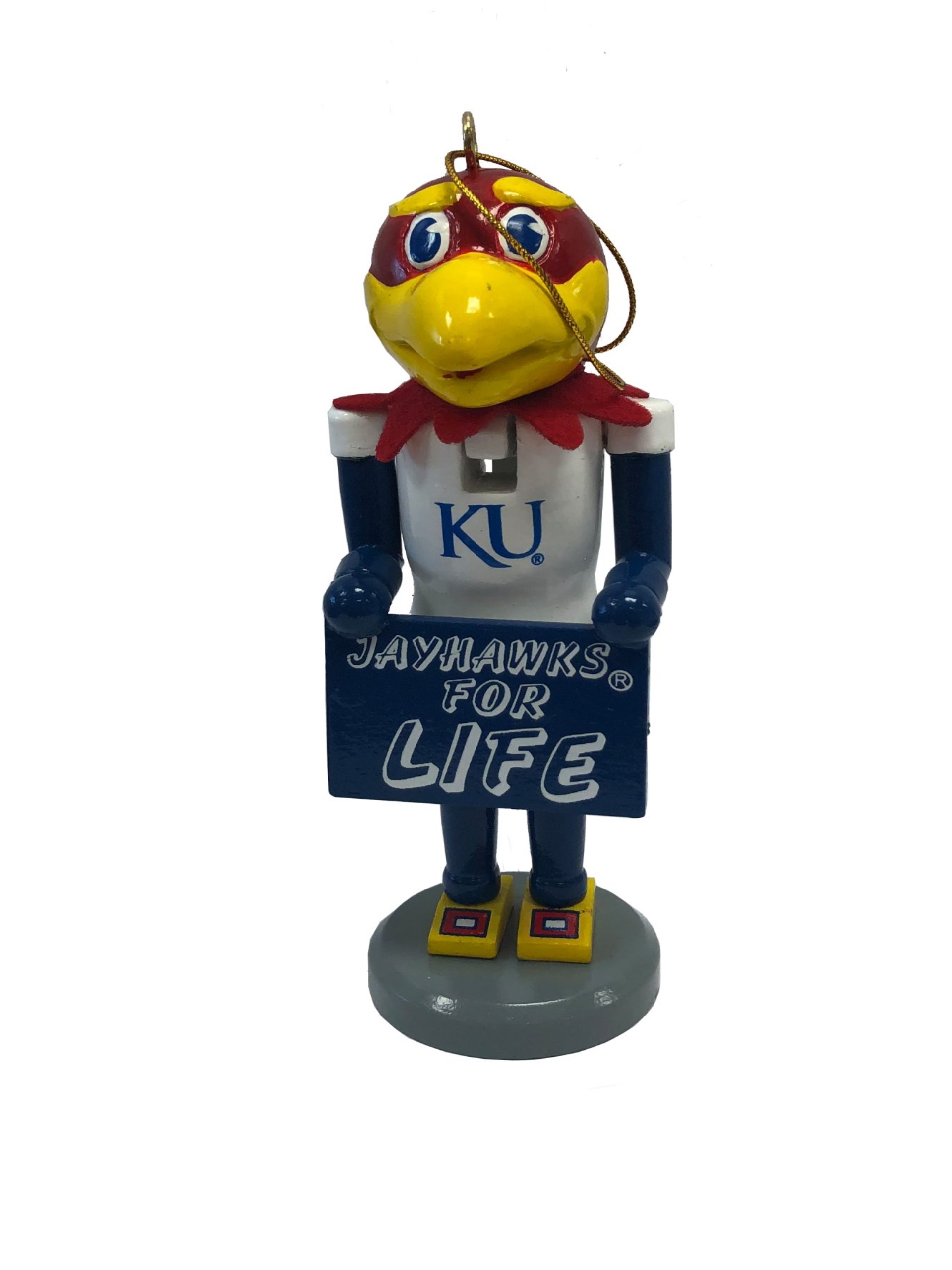 Kansas University Jayhawk Mascot Nutcracker Christmas Ornament