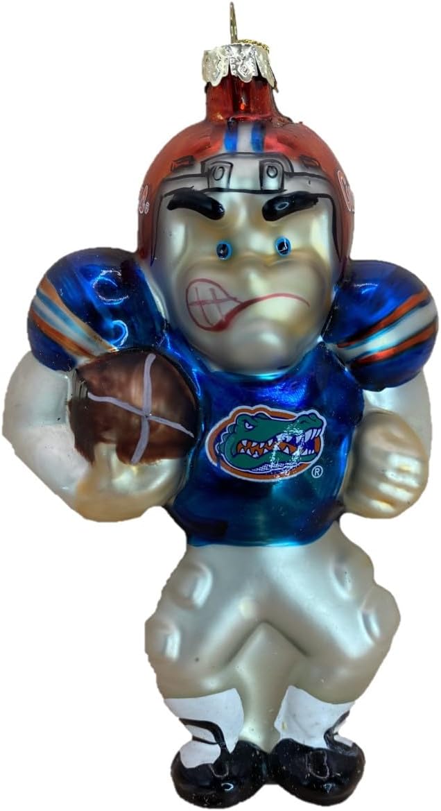 Florida Gators Football Player Glass Christmas Ornament