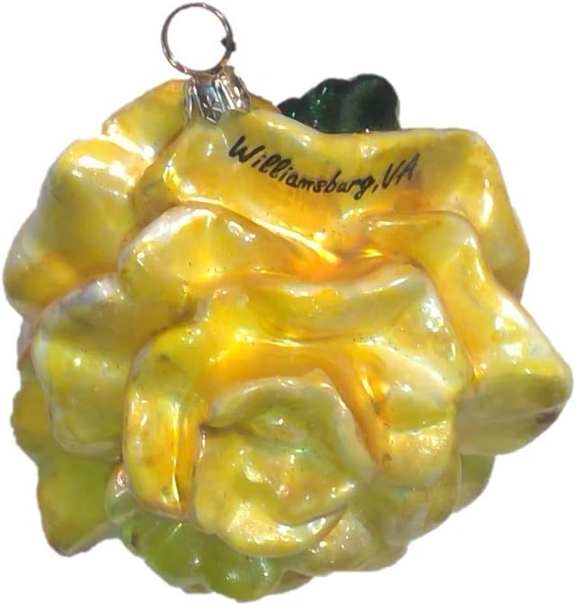  Yellow Rose Flower Glass Christmas Ornament