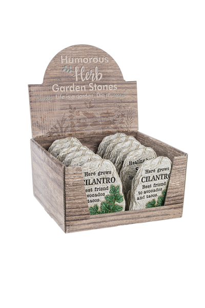 Humorous Herb Garden Stones Plant Marker: Basil, Sage, Thyme, Mint, Cilantro, Rosemary 6 Pack  1 Each