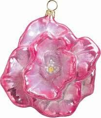 Azalea Pink Glass Flower Christmas Ornament
