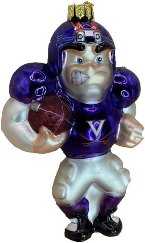 Virginia Football Player Glass Christmas Ornament