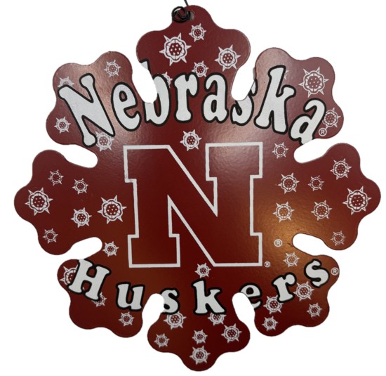 Nebraska Huskers Metal Snowflake Ornament 6"